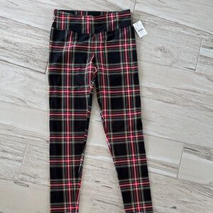 J. Crew Black Plaid Leggings with Red and Green Tartan